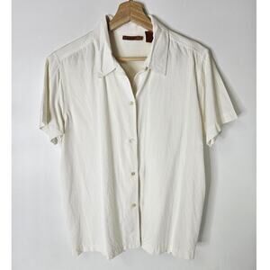 Oobe Shirt Women's White Collared Button/Down Size XL Textured